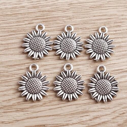 20pcs 15*18mm Alloy Daisy Flower Charms for Necklaces Earrings DIY Making Sunflower Pendants Charms Handmade Jewelry Findings