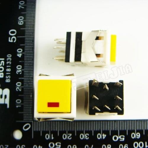 KD2-21 With LED color Yellow 3A/250V 8Pin Self-locking Push Button Switch 10Pcs/lot