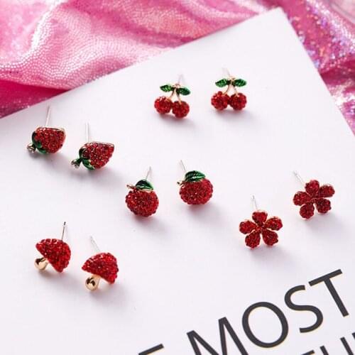 Strawberry Earrings Sterling Silver Needles Temperament Earrings Cute And Fresh Personality New Earrings Female Cherry Earrings