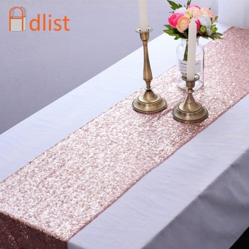 30x275cm Rose Gold Sequins Tablecloth Glitter Rectangular Table Cloth For Wedding Party Christmas Birthday Tableware Decoration
