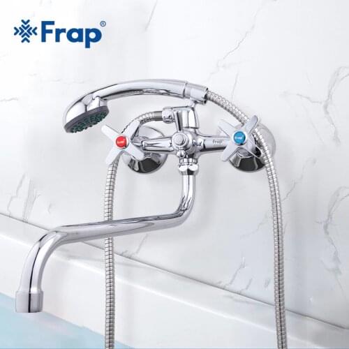 Frap Bathroom Shower Faucets Hot and Cold Water Brass Wall Mounted Mixer Shower Set Tap Chrome Shower Crane Torneiras F2220