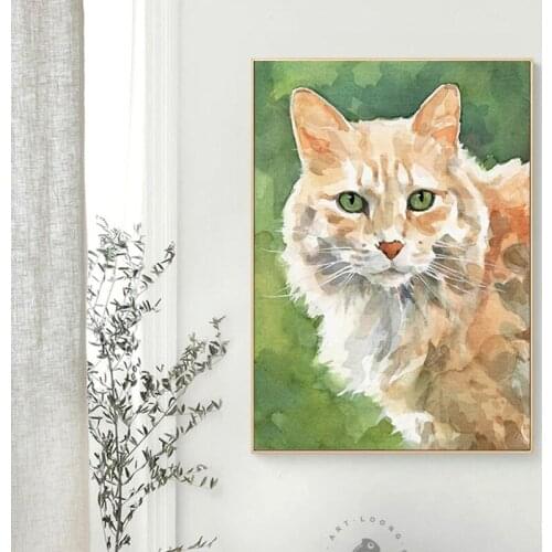 Modern Cute Orange Cat Avatar Poster Home Wall Art Decorative Canvas Painting Print Picture Wall Stickers Can Be Customized