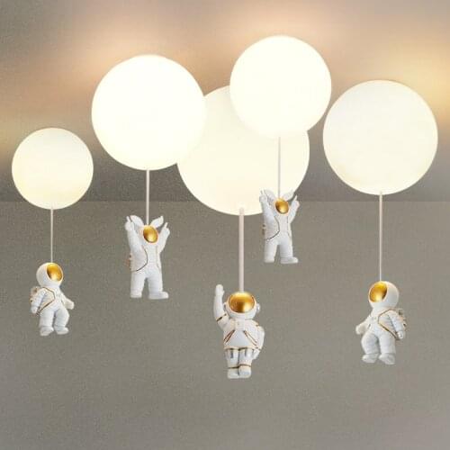 Led chandelier bedroom childrens room nursery decorative lights cartoon astronaut balloon chandelier home decoration lights