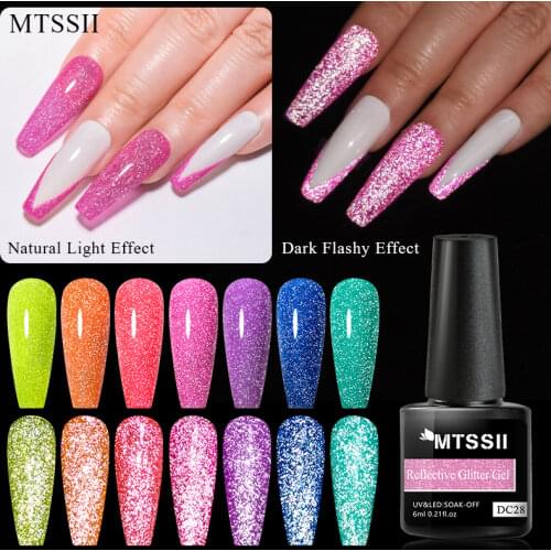 Mtssii Reflective Glitter Gel Nail Polish 6ml Sparkling Auroras Laser Nail Gel Nail Art Holographics Effect Soak Off UV Gel