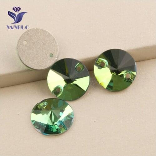 YANRUO 3200 All Sizes Peridot High Quality Flatback Rivoli Sew On Strass Beauty Rhinestone Crystal Sewing Craft