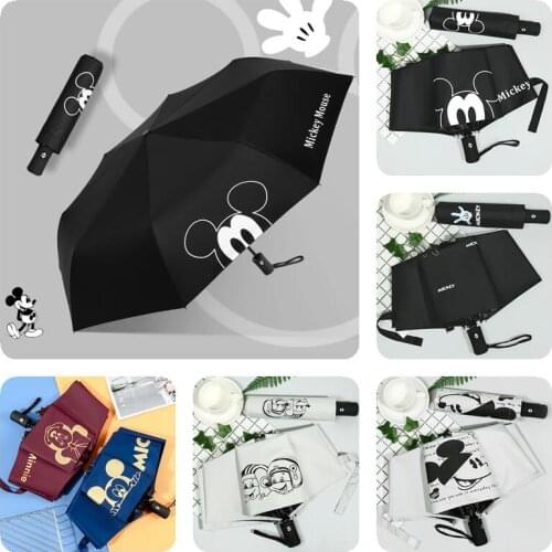 Disney Mickey Mouse Cartoon Rain Umbrella Men and Women Automatic Folding 8-Bone Umbrella Sunshade Umbrella Children Rain Gear