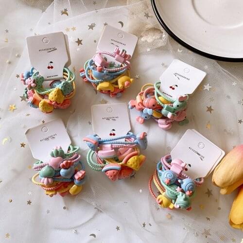 10PCS New Cute Candy Fruit Princess Headwear Cartoon Kids Elastic Hair Bands Children Ropes Girls Accessories Baby Headdress