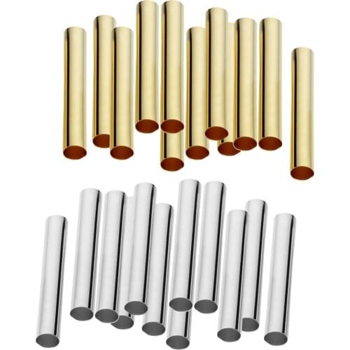 100 Pieces Dia:4mm Long Straight Noodle Tube Spacer Beads for DIY Crafts Pendants Bracelets Necklaces - Golden/Platinum