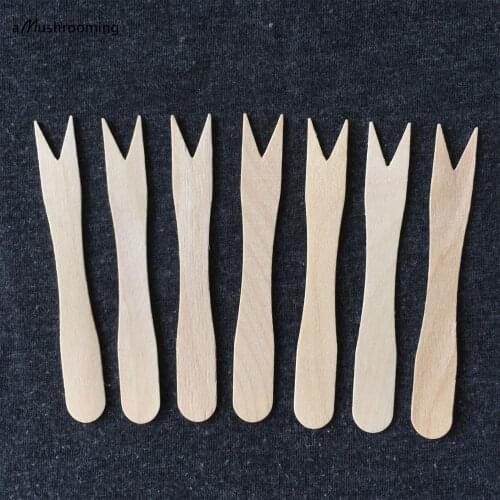 100pcs natural birch wood two prong wooden forks disposable mini forks for home use or party event appetizers fruits chip forks