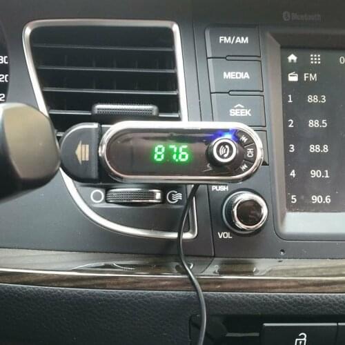 2 In 1 Handsfree Car Phone Holder MP3 bluetooth Music Playing Audio FM Transmitter Phone Holder with USB Charging Charger