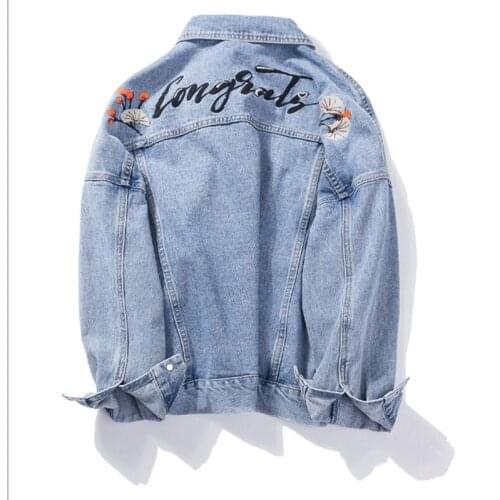 2021 spring and autumn large XL-5XL loose casual Women denim jacket light blue cardigan long sleeve jaqueta jeans feminina A041