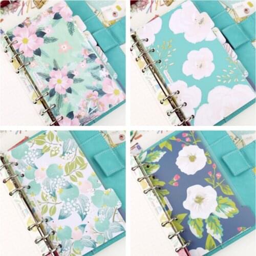6pcs/set Floral Series A5/A6 Hand Account Separator Page 6 Ring Binder Dividers Planner Index Paper School Office Accessories
