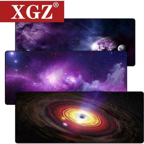 Xgz 900 * 400 3mm Large Gaming Mouse Pad Purple Starry Sky Waterproof Long Seam Computer Desk Notbook Dining Table Coaster Pc