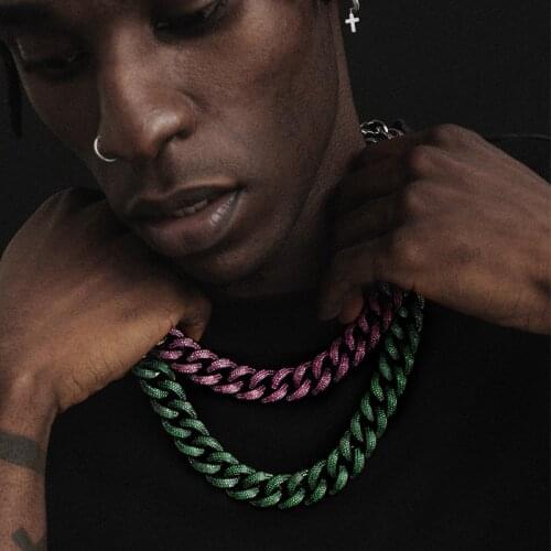 20mm Men Hip Hop Chain Necklace Micro Pave Male Hiphop Ied Out Bling Cuban Link Chains Necklace Fashion Jewelry