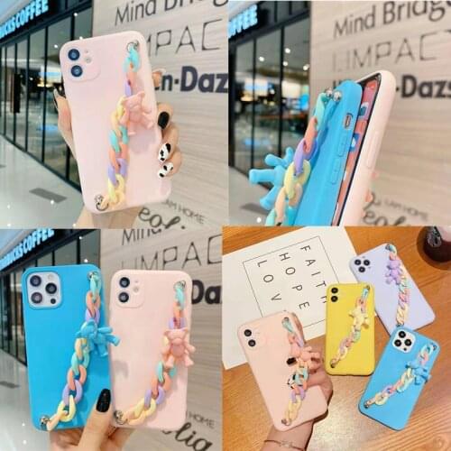 Wrist Strap Chain Cute Candy Case For Oppo Realme C20 C21 c15 c12 C25 7i c11 8 7 6 6S 5 Q3 pro 7i C17 Q 5i 5s 6i C3 GT Neo Case