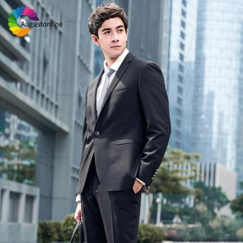 Business Black Mens Suit Wedding Blazer Masculino Slim Fit Groom Tuxedos 2Pieces Custom Made Groomsmen Jacket Pants
