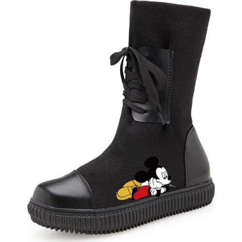 Disney princess spring autumn models high top retro Martin boots fashion cartoon Mickey Mouse socks boots women casual cotton