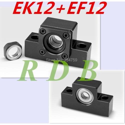 EK12 EF12 Ball Screw End Support Set : 1 pc Fixed Side EK12 and 1 pc Floated Side EF12 for SFU1605 Ball Screw CNC parts