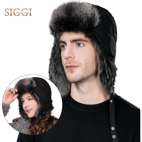 FANCET Winter Unisex Bomber Hats Men Acrylic Adjustable Faux Fur Warm Fleece Waterproof Pilot Hunting Trapper Hats Caps 99732