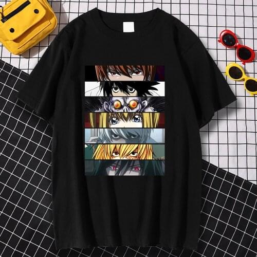 S-XXXL Oversized Men T Shirt Spring Summer Tshirt Japanese Cartoon Character Eyes Printing Clothing Short Sleeve Tee Shirts Mens