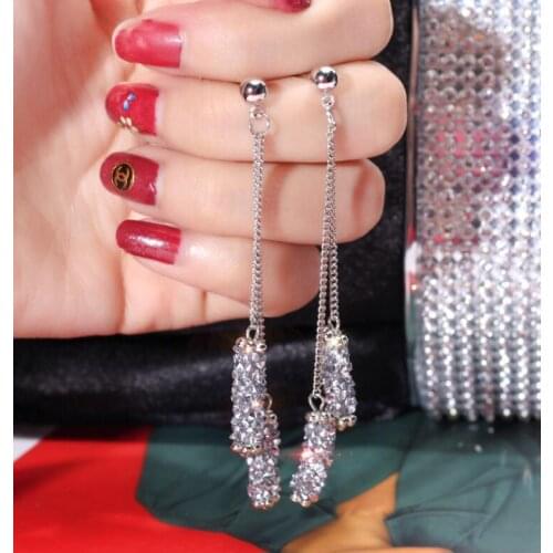 Personality long tassel bundle earrings with temperament super flash geometric earrings for fashion charming women girls