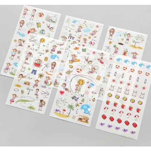 Kawaii Happy Childhood Daily Flat Sticker DIY Cane Diary Album Sticker Scrapbook Sticker Set Child Decoration Stationery Stitch