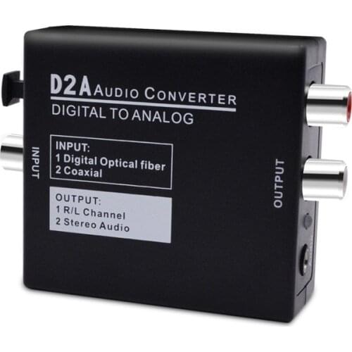 Larryjoe D2A Mini Digital Optical Coax Coaxial Toslink to Analog RCA L/R Audio Converter Adapter