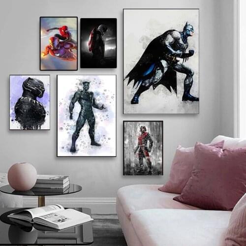 Marvel Avengers Canvas Painting HD Print Posters Family Living Room Decoration Black and White Wall Decoration Childrens Gifts