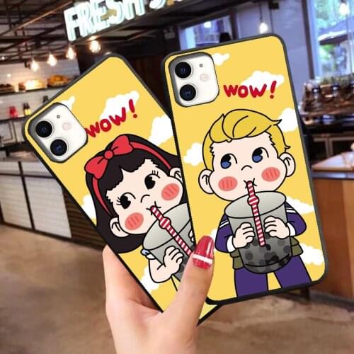 Cute Cartoon Peko silicone Phone Case For iPhone 11pro 12pro MAX XS MAX 12mini SE2020 XR 8 7 6s Plus Milk Tea Girl boySoft Cover