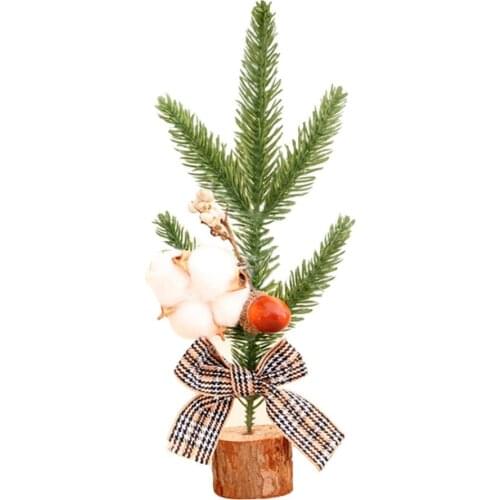 Mini Artificial Christmas Tree With Red Berries Pine Cone Holiday Tabletop Embellishment Home Small Party Supplies