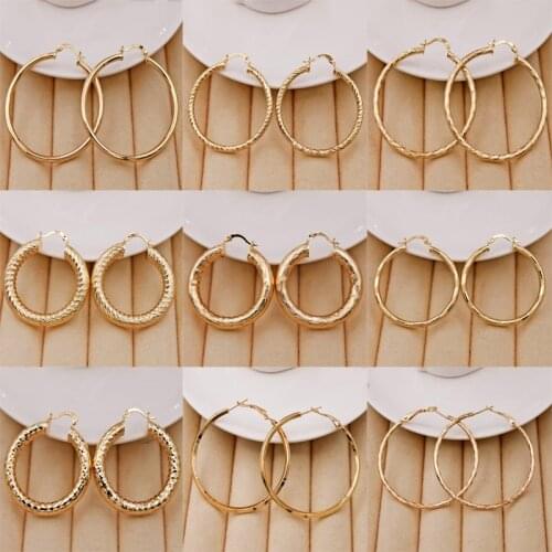 Trendy Fashion Round hip hop Rock eardrop Hoop Earrings for Women Gold Plated Circle Earrings Jewelry Accessories wedding Gif