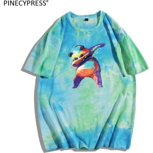 100% Cotton Soft Anti-static Tie-dye Fashion Men Short Sleeve T Shirt Summer Bandhnu O-neck Male Casual Round Neck Man T-shirt