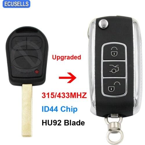 Upgraded Remote Key 315Mhz or 433Mhz ID44 Chip for Land Rover Range Rover 2002 2003 2004 2005 2006 Sport 2006 HU92 Uncut Blade