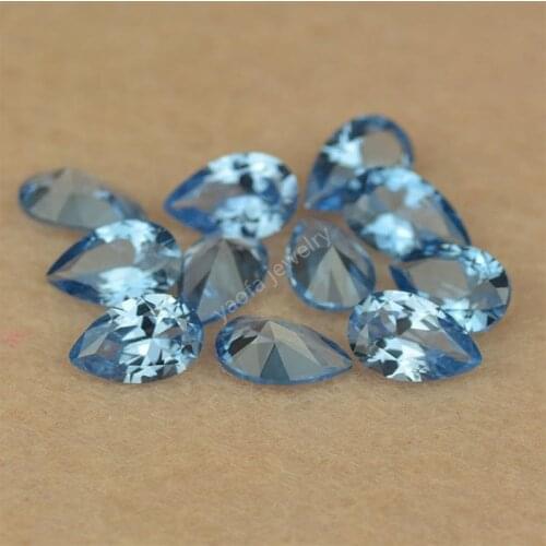 Wholesale 2x3~13x18mm 108# Dark Sea Blue Pear Shape Brilliant Cut Loose Lab Grown Synthetic Spinel Stone Gems For Jewelry inlaid