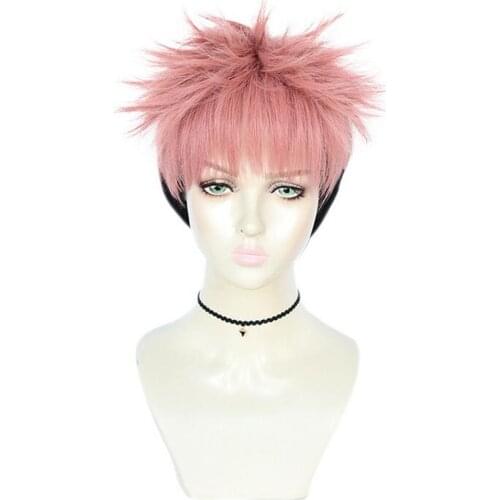 Yuji Itadori Short Wig 2 Styles Cosplay Costume Heat Resistant Synthetic Hair Jujutsu Kaisen Men Women Party Wigs