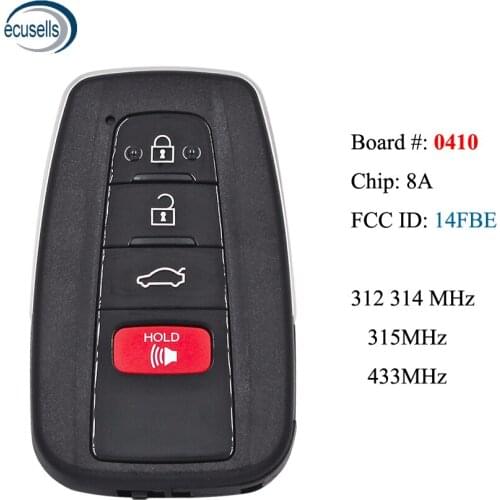 Board 0410 4/3+1 Button ASK312/314.3/433MHz Smart Remote Key 8A Chip FCC ID:14FBE Suit for C-HR RAV4 Prius Avalon 2018-2019