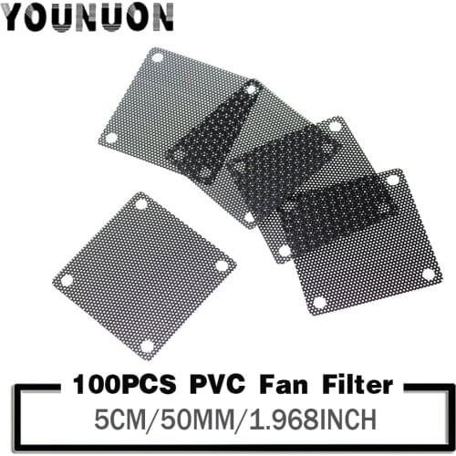 100PCS 50mm Computer PC Mesh PVC Fan Dust Filter Dustproof Case Computer Mesh Cover Chassis Dust Cover for 50x50mm 5cm