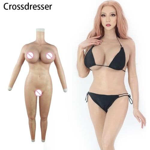 Crossdresser Realistic Silicone Bodysuit H Cup For Crossdressing Transgender Fake Boobs With Arms Breast Forms Shemale