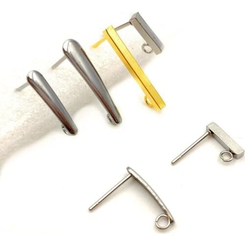 50pcs 316L Stainless Steel Earring Studs with Hooks Finding Earwire Earring Pins for Jewelry Making