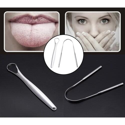 Tongue Scraper 2Pcs Tongue Cleaning Tool Staninless Steel Oral Cleaner Tool Coated Tongue Toothbrush Oral Tongue Cleaner