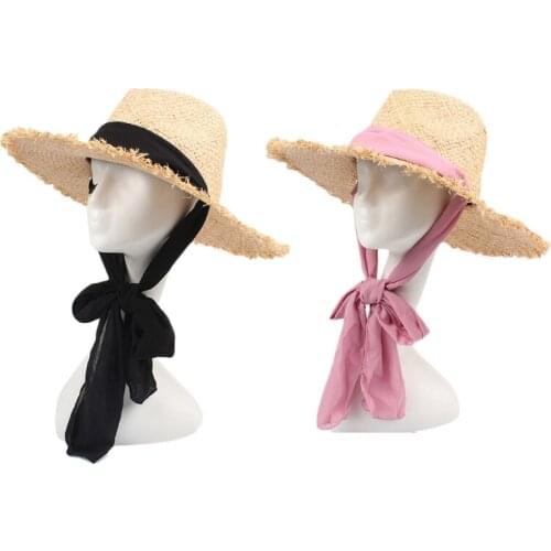 N7MF Women Straw Sun Hat Fancy Outdoor Cap All-day Anti UV Summer Must Have Accessory