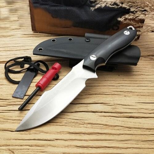Free Shipping Sharp outdoor knife Handmade steel Hunting Knife Camping Survival Knife G10 handle Fixed Blade Tactical Knife