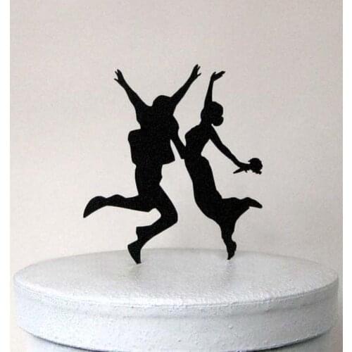 Wedding Cake Topper - The wedding Jumping ,forest wedding cake topper,,forest theme cake topper,kissing wedding cak