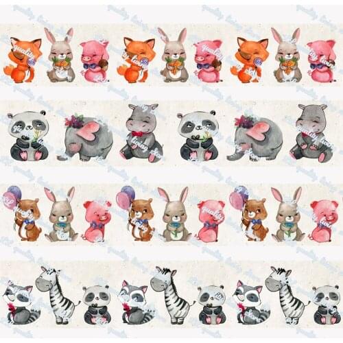 WL 16-75MM Cute Animal Grosgrain Ribbon Gift Wrapping Bowknot Diy Party Decoration Craft Supplies Animal Collar