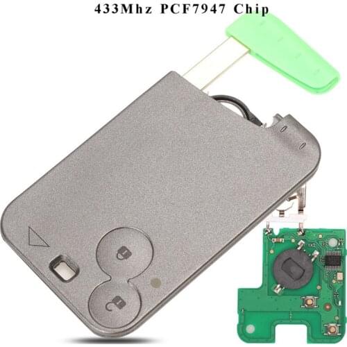 XRSHKEY 2 Buttons Smart Card Key 433Mhz PCF7947 ID46 Transponder Chip For Renault Laguna Espace Remote Car Key Control