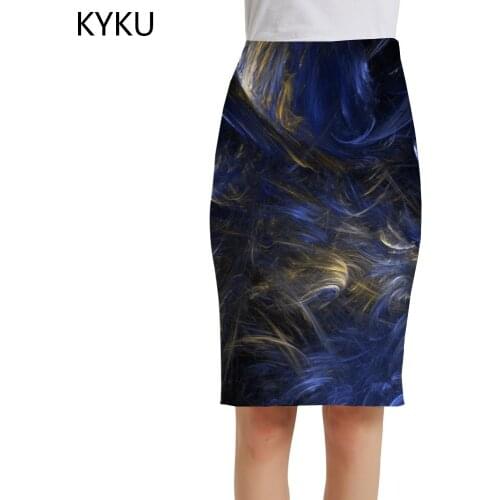 KYKU Abstract Skirts Women Psychedelic Elegant Art Print Skirt Harajuku Office Ladies Skirts Womens Vintage Anime Fashion New