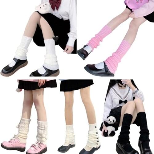 Japanese Style Women Girls Knitted Leg Warmers Cover Harajuku Student Casual Loose Stockings Lolita Kawaii Boot Socks