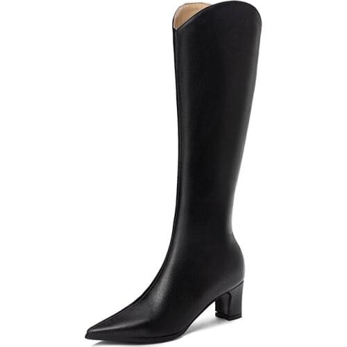 Big Size 9 10 11-17 boots women woman winter boots women women shoes botas Rear zipper head low heel leather