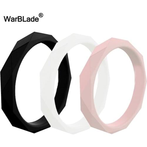 2019 New Fashion 3mm Diamand Shape Silicone Finger Rings For Women Wedding Rings Hypoallergenic Crossfit Flexible Rubber Ring