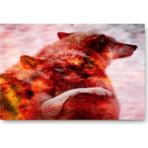Animal Wolf Red Snuggle Bathroom Kitchen Living Room Carpet Doormat Home Decor Non-slip Floor Mat